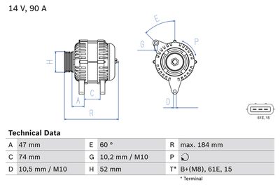 Alternator BOSCH 0 986 041 190