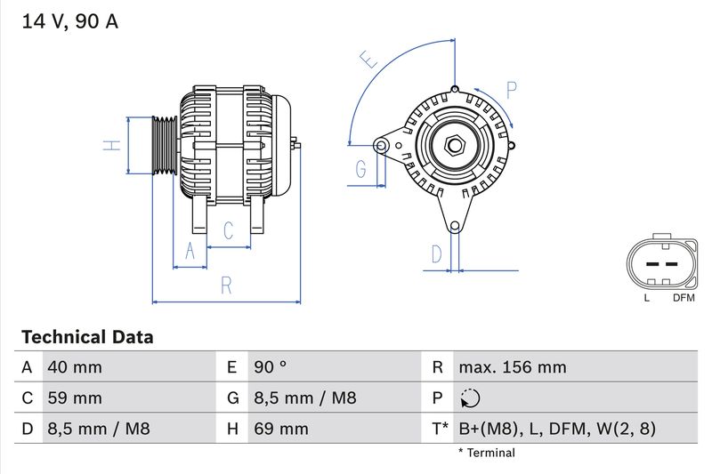 BOSCH 0 986 046 050 Alternator