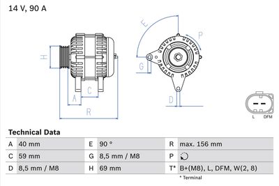 Alternator BOSCH 0 986 046 050