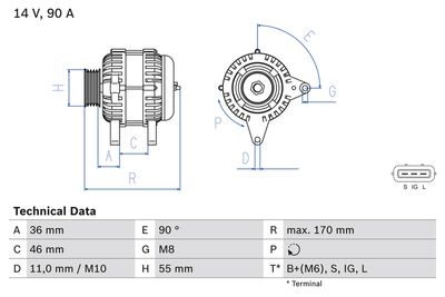 Alternator BOSCH 0 986 082 770