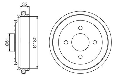 Brake Drum BOSCH 0 986 477 164