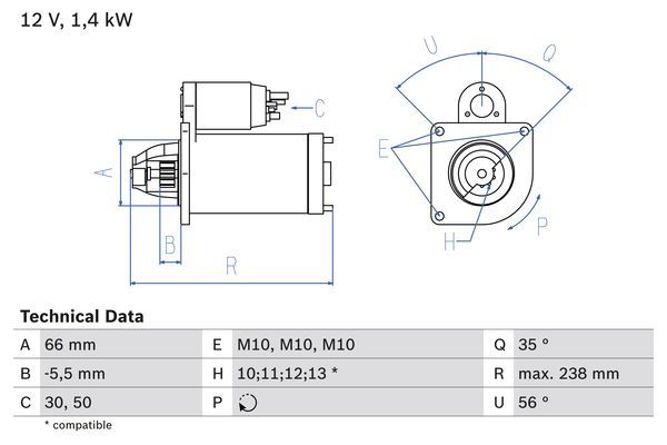 BOSCH 0 986 018 310 Starter