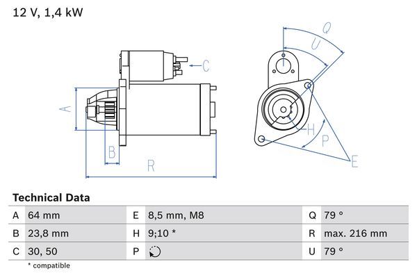 BOSCH 0 986 022 730 Starter