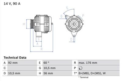 Alternator BOSCH 0 986 038 170