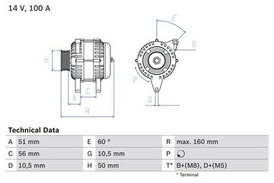 Alternator BOSCH 0 986 042 750