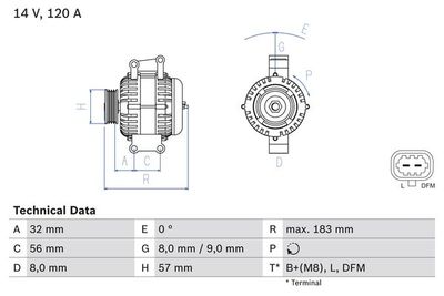 Alternator BOSCH 0 986 044 020