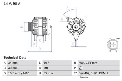 Alternator BOSCH 0 986 046 110