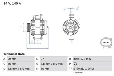 Alternator BOSCH 0 986 046 180