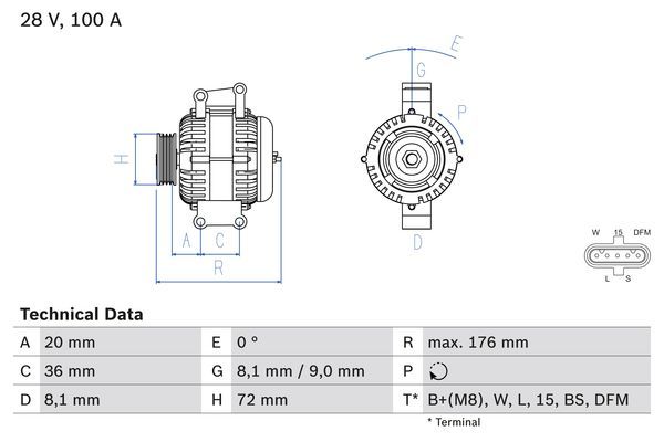 BOSCH 0 986 047 820 Alternator