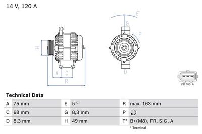 Alternator BOSCH 0 986 049 670