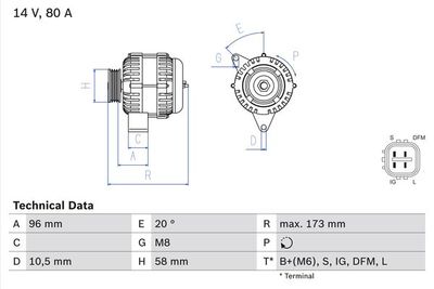 Alternator BOSCH 0 986 082 040