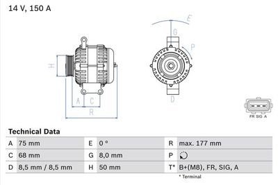 Alternator BOSCH 0 986 082 590