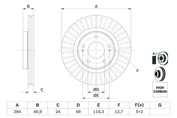 BOSCH 0 986 479 E76 Brake Disc