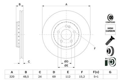 Brake Disc BOSCH 0 986 479 H43