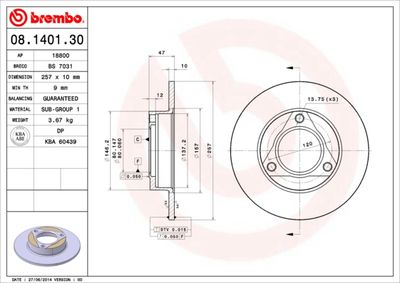 Brake Disc BREMBO 08.1401.30