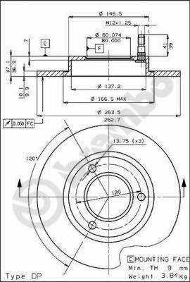 Brake Disc BREMBO 08.3962.10