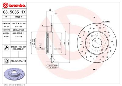 Brake Disc BREMBO 08.5085.1X