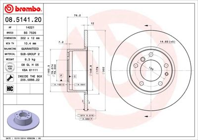 Brake Disc BREMBO 08.5141.20