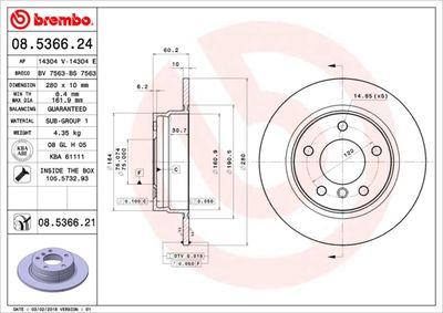 Brake Disc BREMBO 08.5366.21