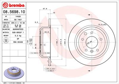 Brake Disc BREMBO 08.5698.10