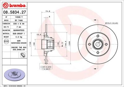 Brake Disc BREMBO 08.5834.27