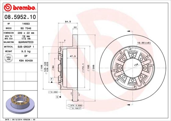 BREMBO 08.5952.10 Brake Disc