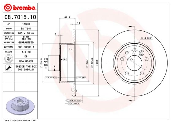 BREMBO 08.7015.10 Brake Disc