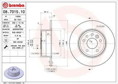 Brake Disc BREMBO 08.7015.10