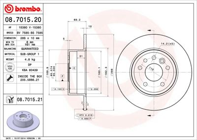 Brake Disc BREMBO 08.7015.20