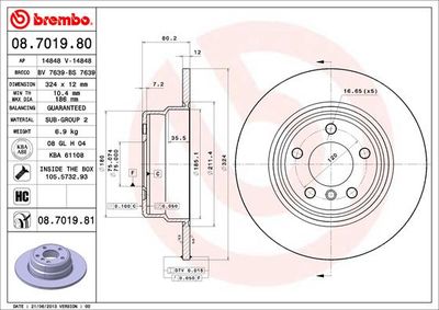 Brake Disc BREMBO 08.7019.80