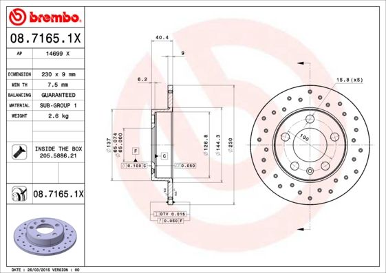 BREMBO 08.7165.1X Brake Disc