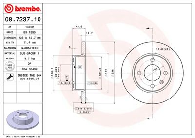 Brake Disc BREMBO 08.7237.10