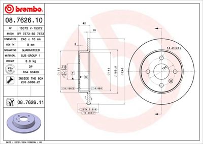 Brake Disc BREMBO 08.7626.11