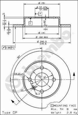 BREMBO 08.7626.75 Brake Disc