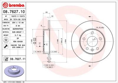 Brake Disc BREMBO 08.7627.10