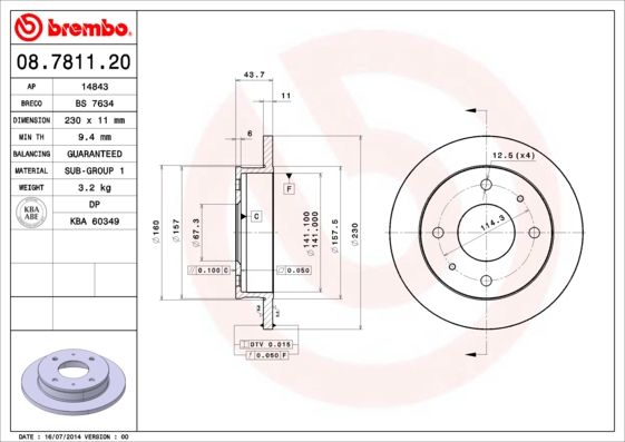 BREMBO 08.7811.20 Brake Disc