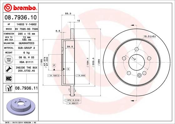 BREMBO 08.7936.10 Brake Disc