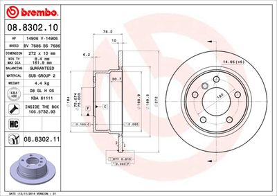 Brake Disc BREMBO 08.8302.10