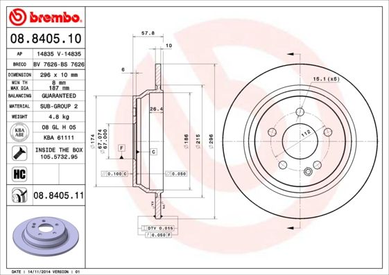 BREMBO 08.8405.10 Brake Disc