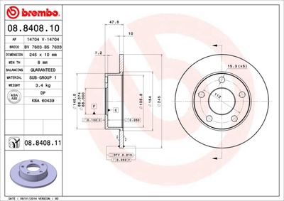 Brake Disc BREMBO 08.8408.10