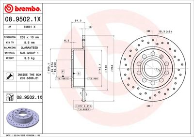 Brake Disc BREMBO 08.9502.1X