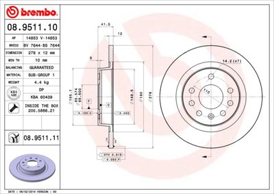 Brake Disc BREMBO 08.9511.10