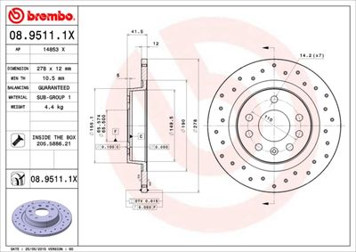 Brake Disc BREMBO 08.9511.1X