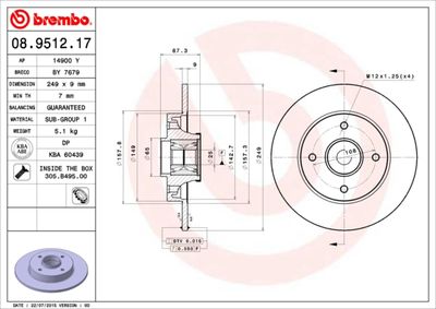 Brake Disc BREMBO 08.9512.17