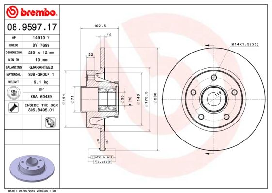 BREMBO 08.9597.17 Brake Disc