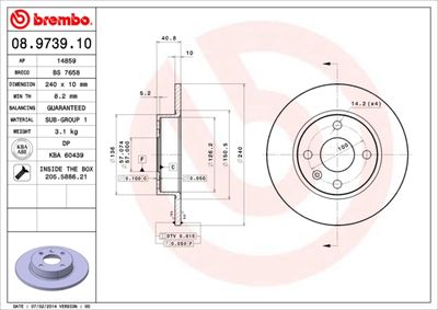 Brake Disc BREMBO 08.9739.10