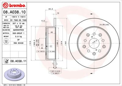 Brake Disc BREMBO 08.A038.10