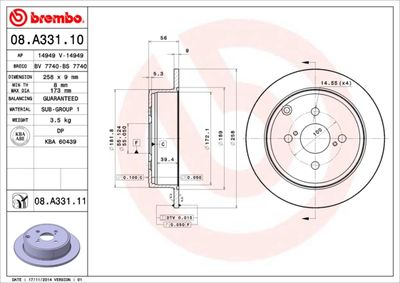 Brake Disc BREMBO 08.A331.10