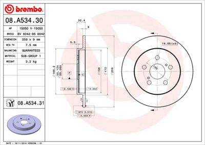 Brake Disc BREMBO 08.A534.30