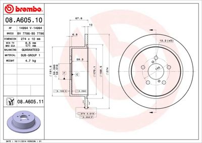 Brake Disc BREMBO 08.A605.10